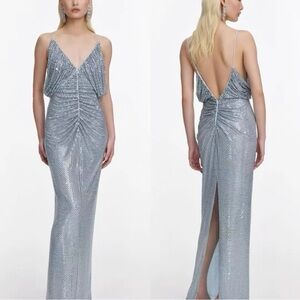 Self-Portrait NWOT BLUE RHINESTONE MESH MAXI DRESS